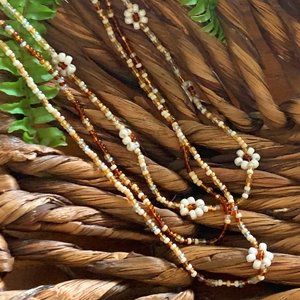 Boho Happy Daisy Necklace - Earth + Pearl